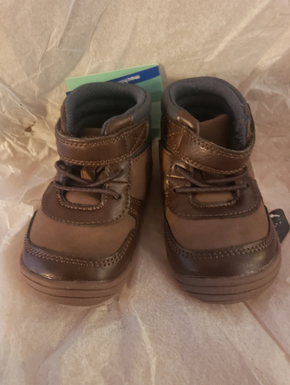 Stride Rite Brown Kids High-Top Boots with Hook-and-Loop Strap Size 4 Infants